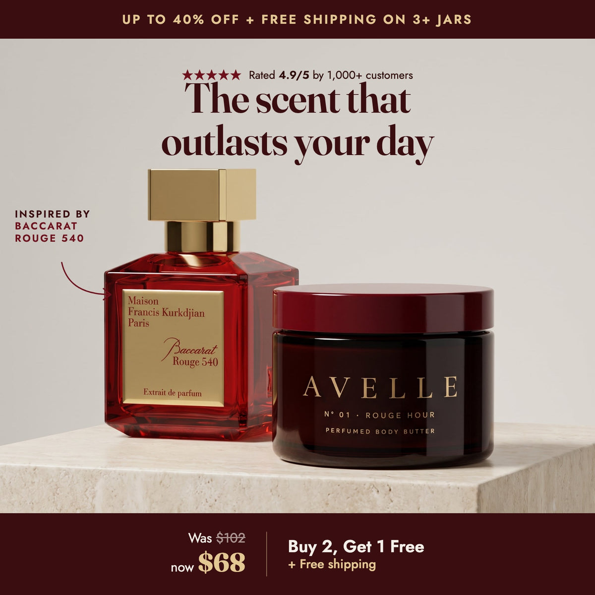 Avelle Rouge Hour, inspired by Baccarat Rouge 540: Buy 2, Get 1 Free